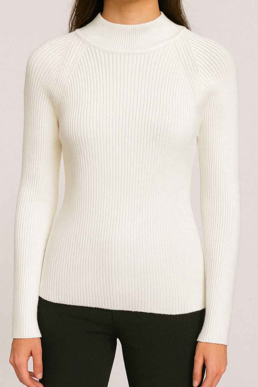 Ribbed High-Neck Sweater