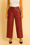 High-Waist Faux Leather Wide-Leg Pants
