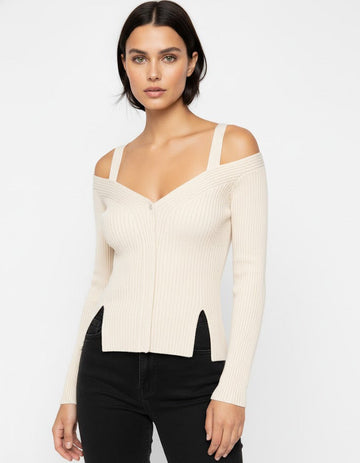 Off Shoulder Ribbed Knit Top – Chic, Feminine & Flattering Fit