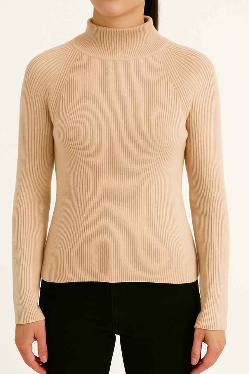 Ribbed High-Neck Sweater