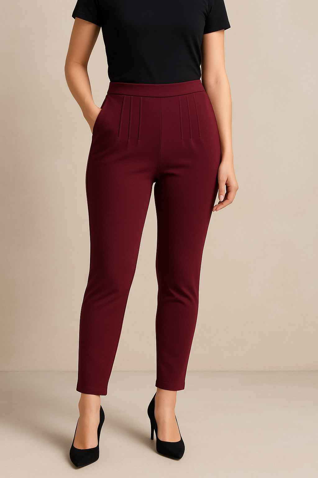 High-Waist Slim Fit Pants