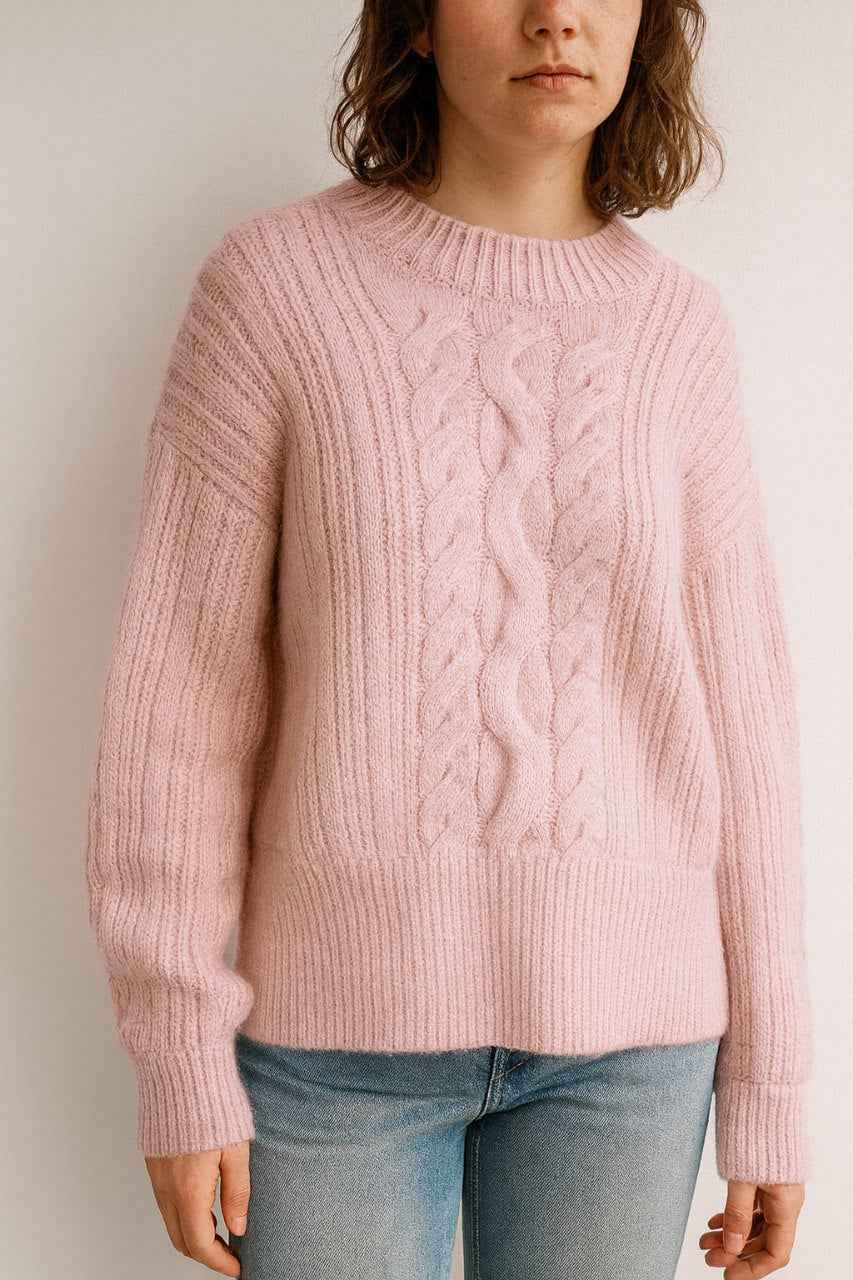Cable Knit Sweater with Ribbed Detailing