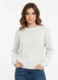 Cable Knit Sweater with Textured Front