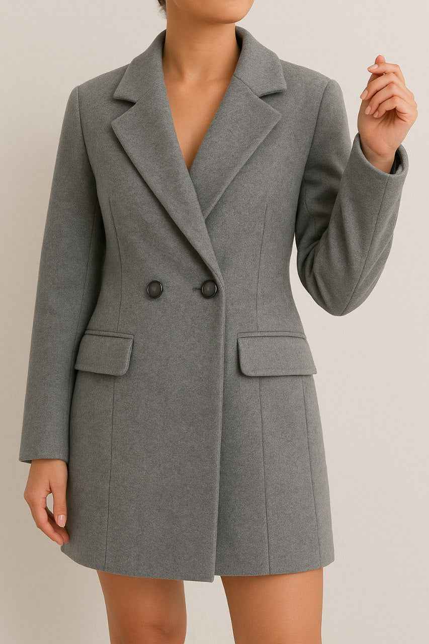 Double-Breasted Blazer with Flap Pockets