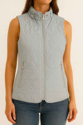 Quilted Sleeveless Vest with High Neck