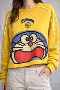 Graphic Cropped Sweatshirt with Crew Neck