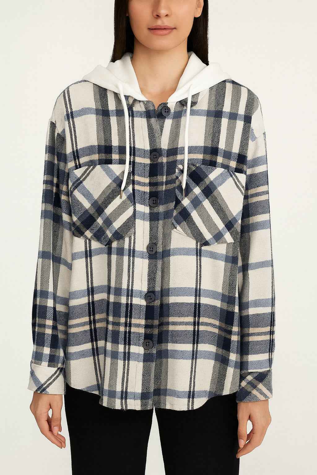 Plaid Flannel Shirt with Hoodie