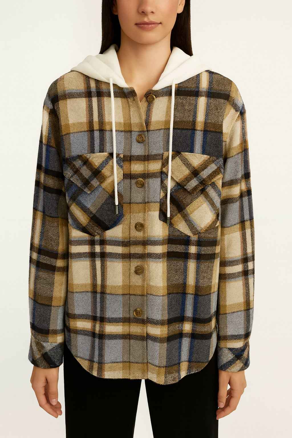 Plaid Flannel Shirt with Hoodie