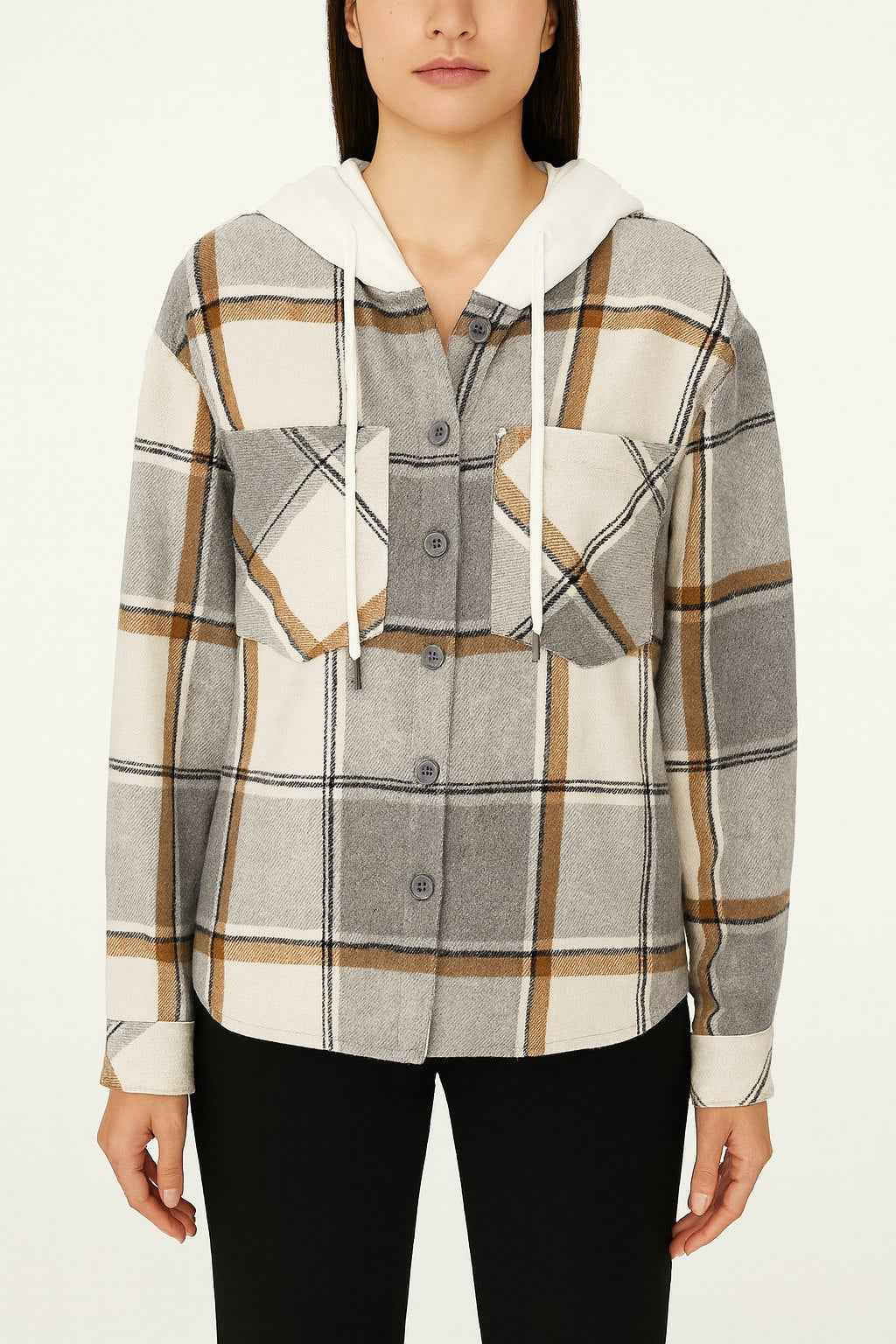 Plaid Flannel Shirt with Hoodie