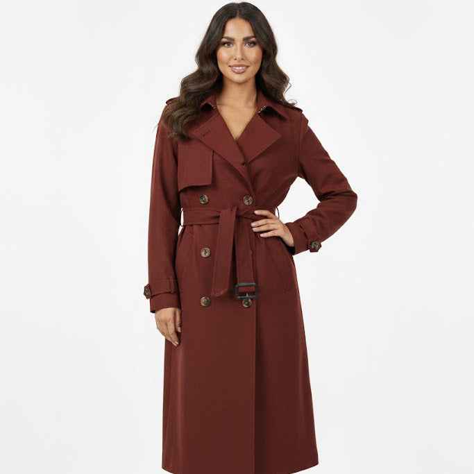 Long Trench Coat with Belt